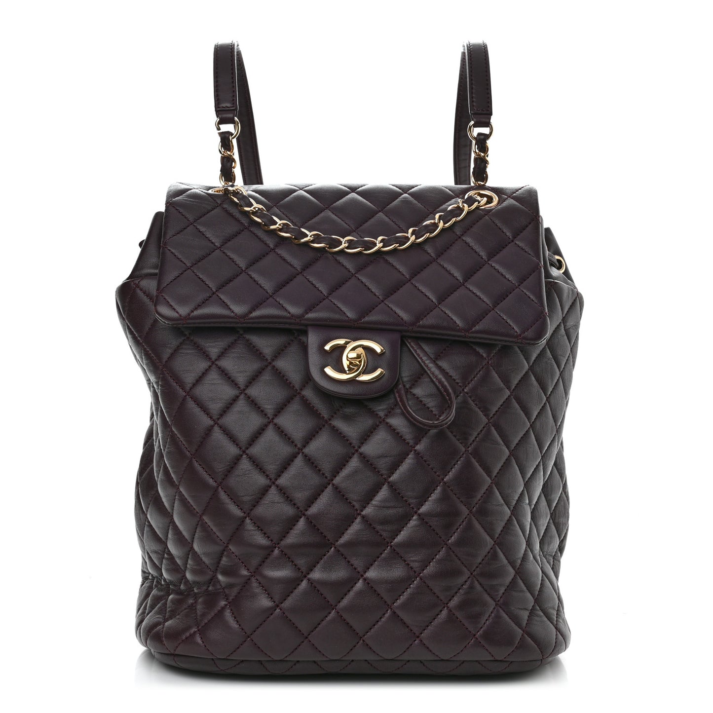Lambskin Quilted Large Urban Spirit Backpack Dark Purple