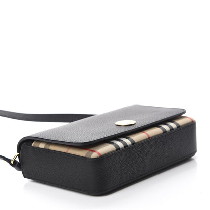Burberry Grainy Calfskin Vintage Check Hampshire Crossbody Black 4 of 9