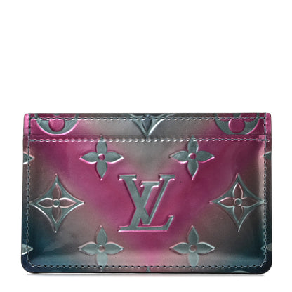 Louis Vuitton Metallic Vernis Card Holder Blue Pink 1 of 9