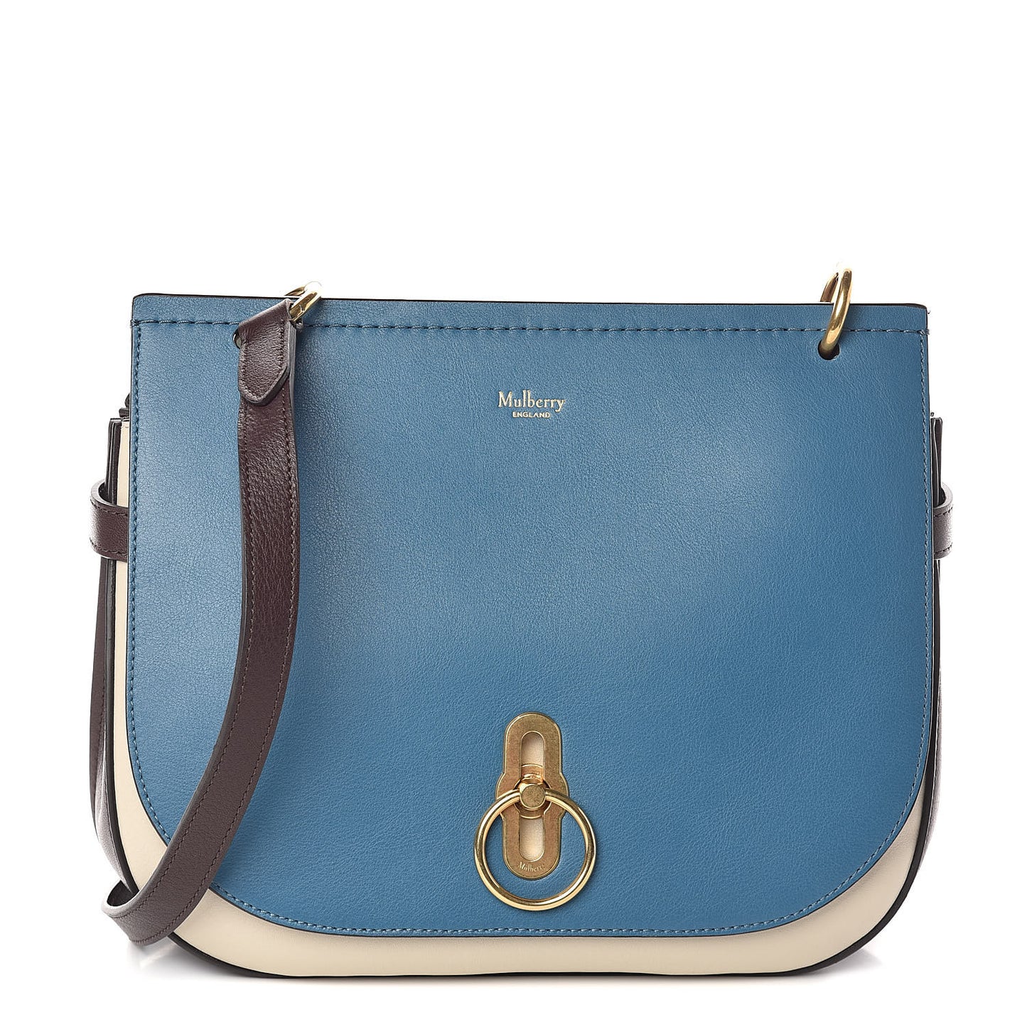 Silky Calfskin Amberley Satchel Metal Blue Chalk