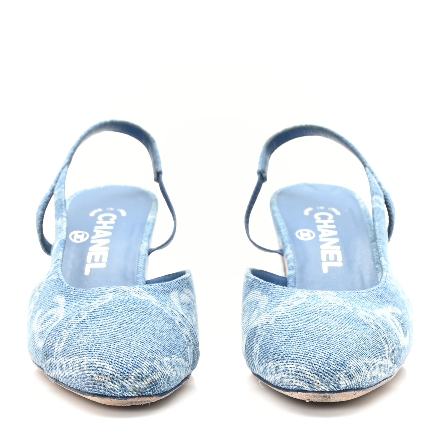 Denim Cap Toe Denim Slingback Pumps 36 Blue
