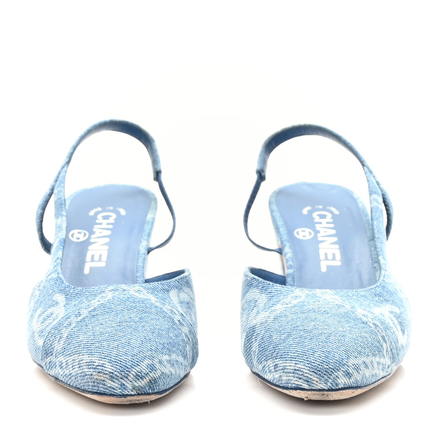 Chanel Denim Cap Toe Denim Slingback Pumps 36 Blue 2 of 8