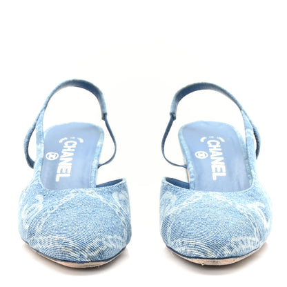 Chanel Denim Cap Toe Denim Slingback Pumps 36 Blue 2 of 8