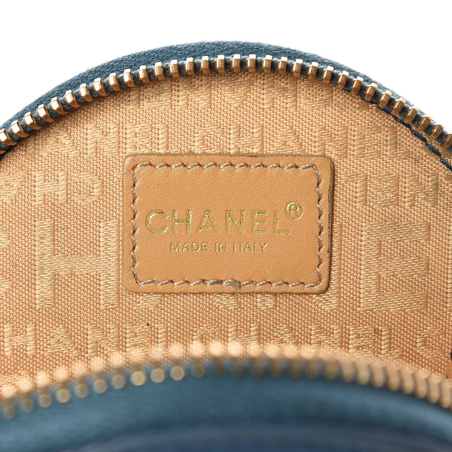 Chanel Lambskin Camellia Round CC Coin Purse Blue 5 of 7