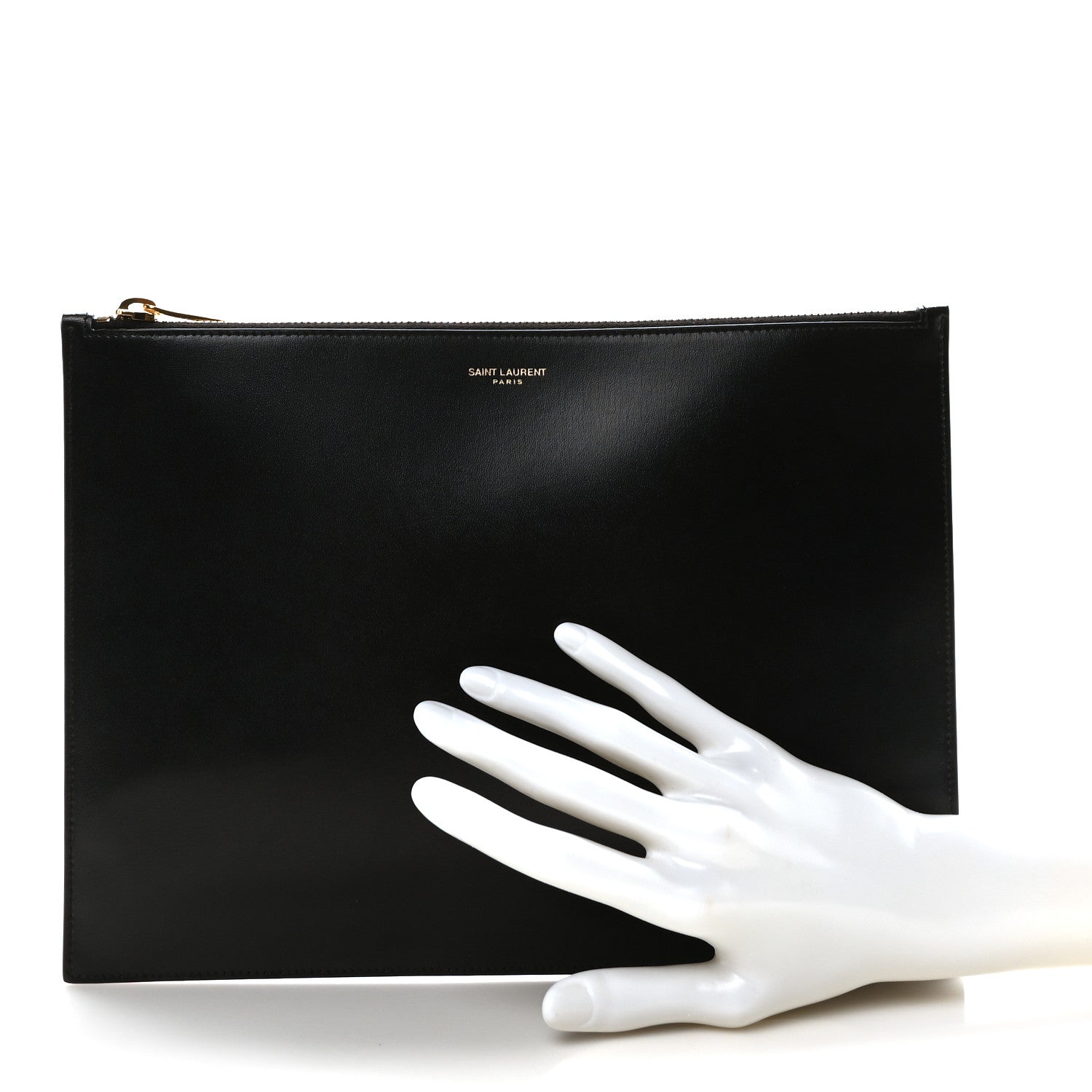 Saint Laurent Calfskin Medium Zip Clutch Black 2 of 9
