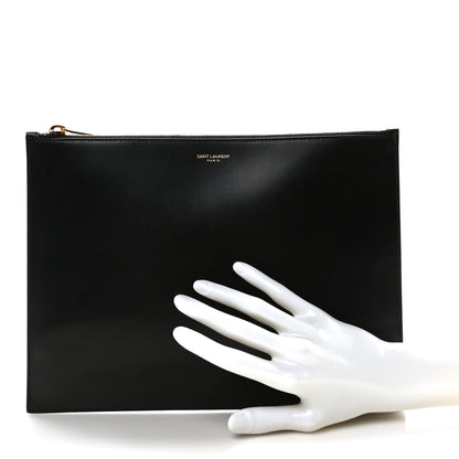 Saint Laurent Calfskin Medium Zip Clutch Black 2 of 9