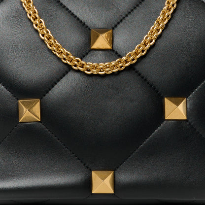 Valentino Garavani Nappa Roman Stud The Handle Bag Black 9 of 11