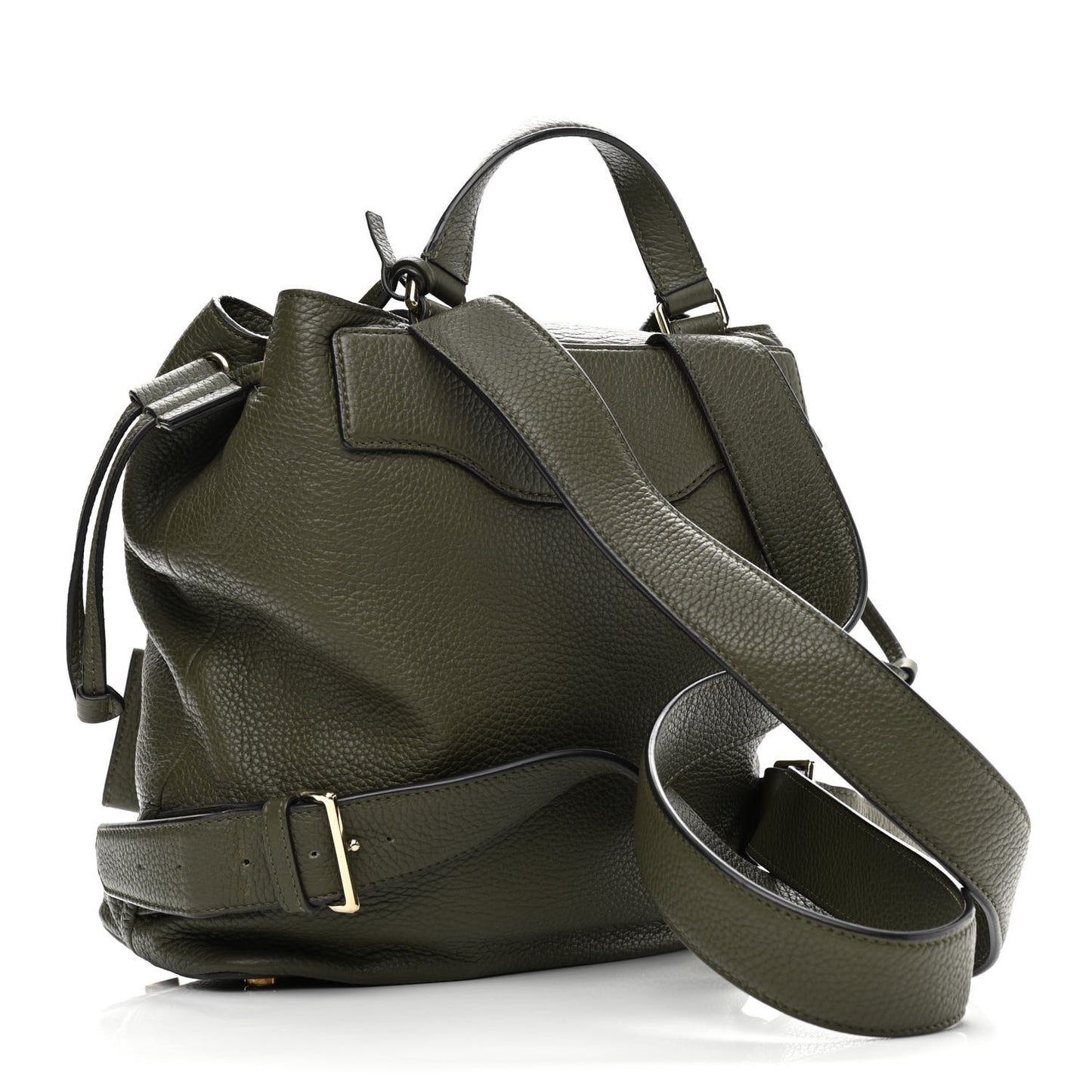 Pebbled Calfskin Rockstud Backpack Army Green