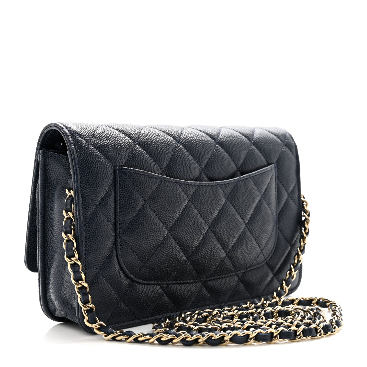 Chanel Caviar Quilted Wallet on Chain WOC Navy Blue 3 of 11