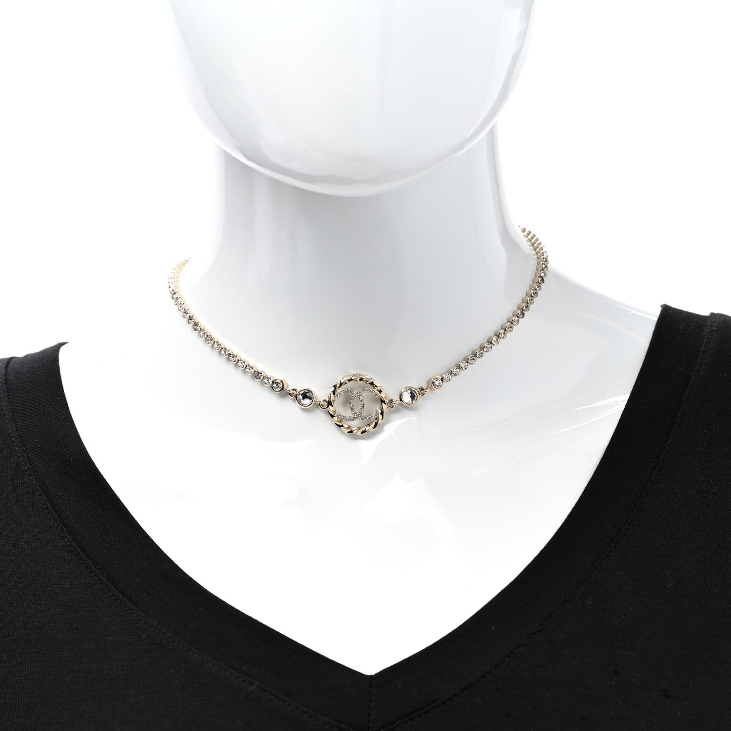 Crystal CC Choker Necklace Gold