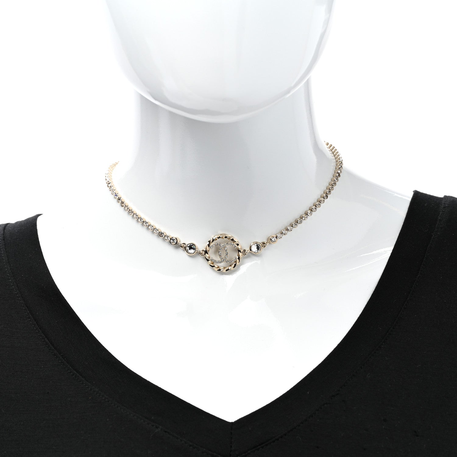 Chanel Crystal CC Choker Necklace Gold 2 of 5