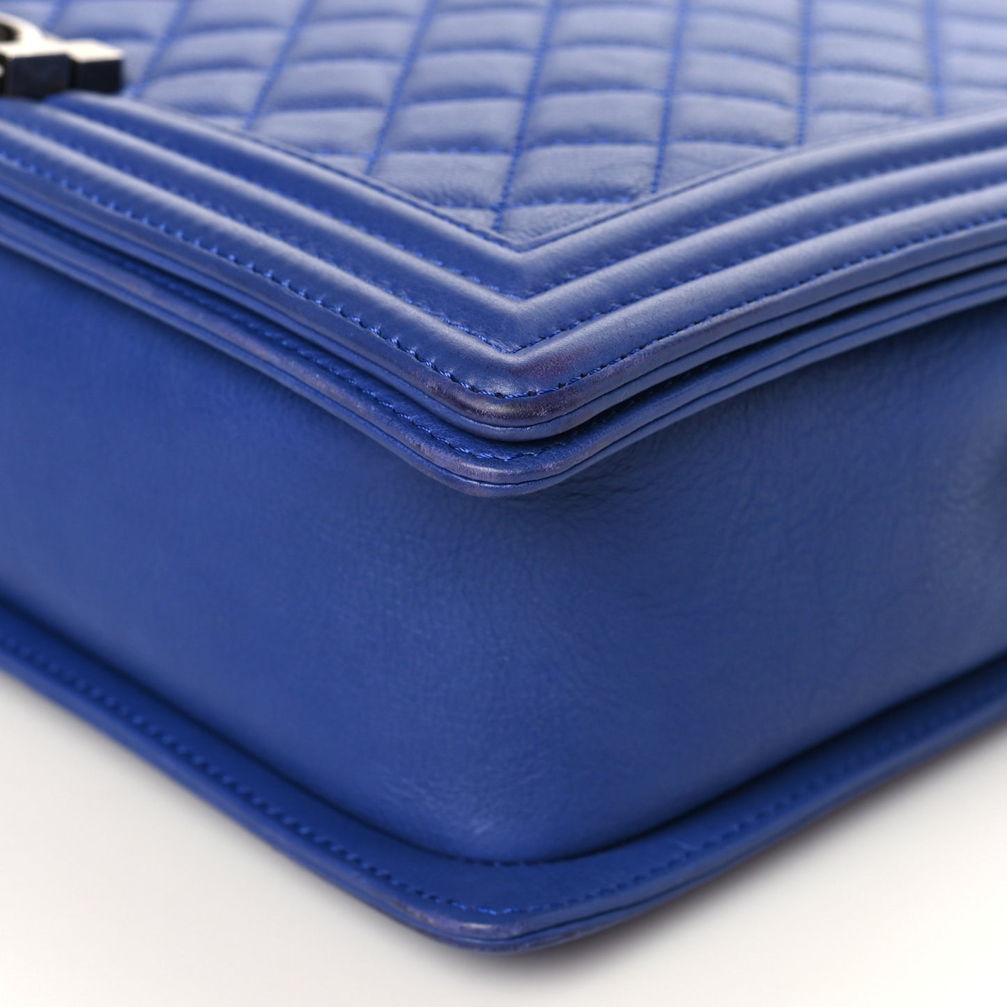 Calfskin Quilted Large Boy Flap Blue
