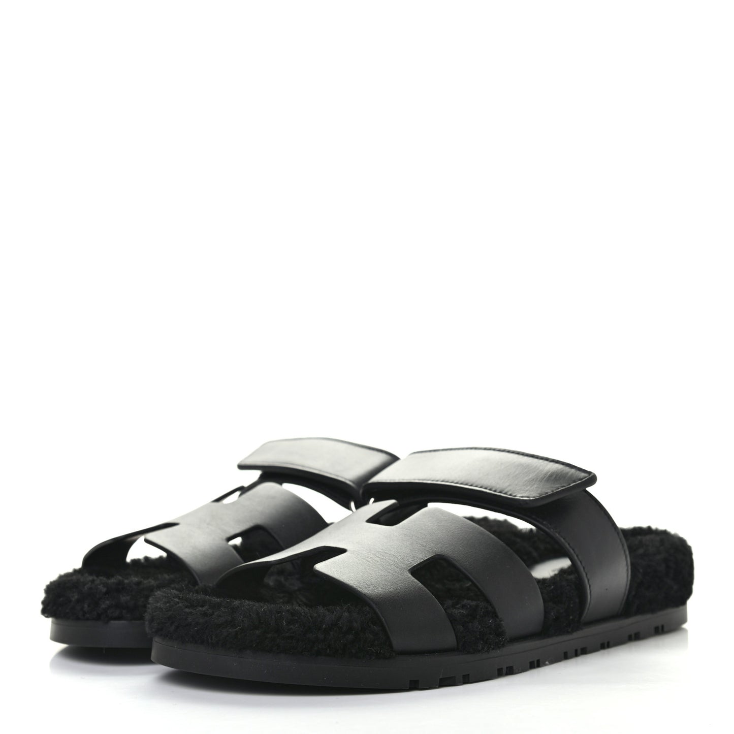 Calfskin Woolskin Womens Chypre Sandals 38 Black