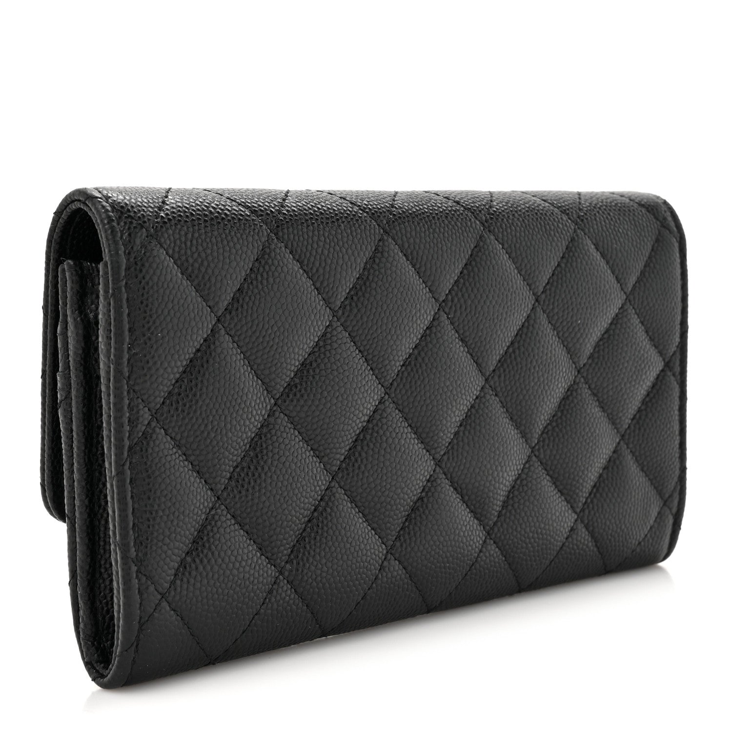 Chanel Caviar Metal Perforated Quilted CC Flap Wallet Black 3 of 9