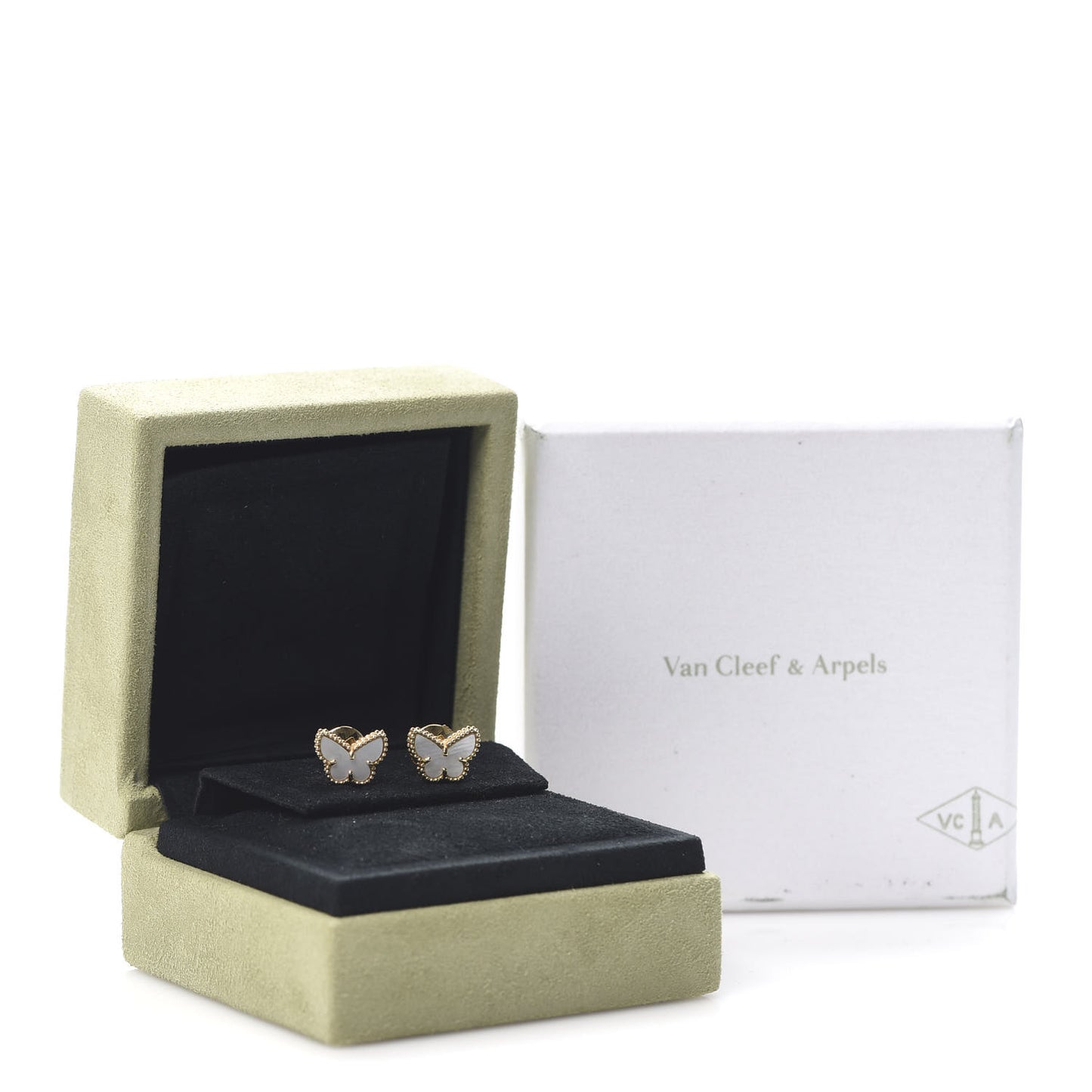 18K Yellow Gold Mother of Pearl Sweet Alhambra Butterfly Earrings