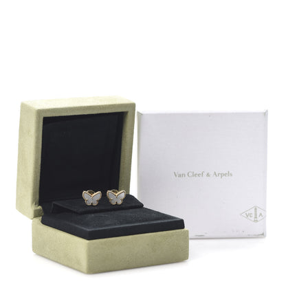 Van Cleef & Arpels 18K Yellow Gold Mother of Pearl Sweet Alhambra Butterfly Earrings 6 of 6