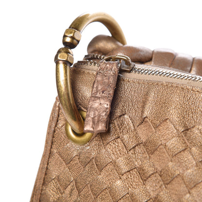 Bottega Veneta Metallic Goatskin Intrecciato Braided Zip Hobo Gold 14 of 22
