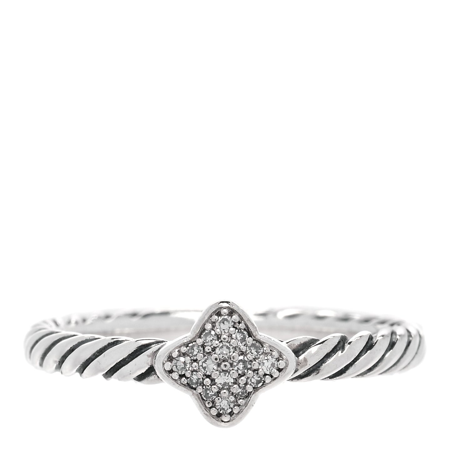 Sterling Silver Diamond Quatrefoil Ring 52 6
