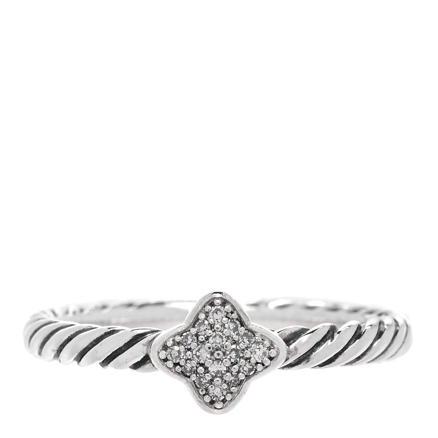 David Yurman Sterling Silver Diamond Quatrefoil Ring 52 6 1 of 4