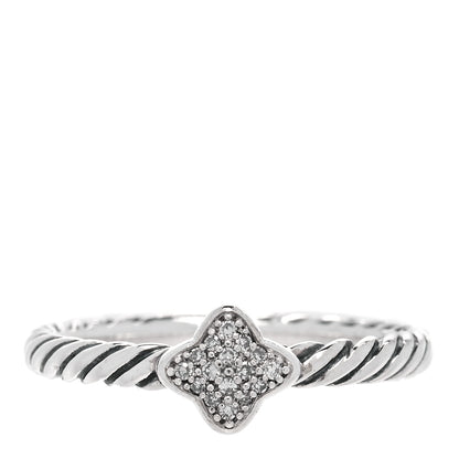 David Yurman Sterling Silver Diamond Quatrefoil Ring 52 6 1 of 4