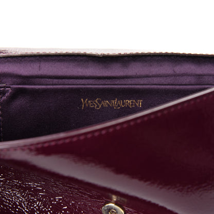 Saint Laurent Textured Patent Calfskin Large Belle De Jour Clutch Bordeaux 7 of 8
