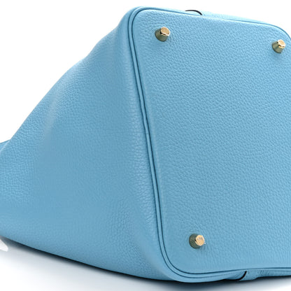 Hermes Taurillon Clemence Picotin Lock 22 MM Bleu Du Nord 9 of 11