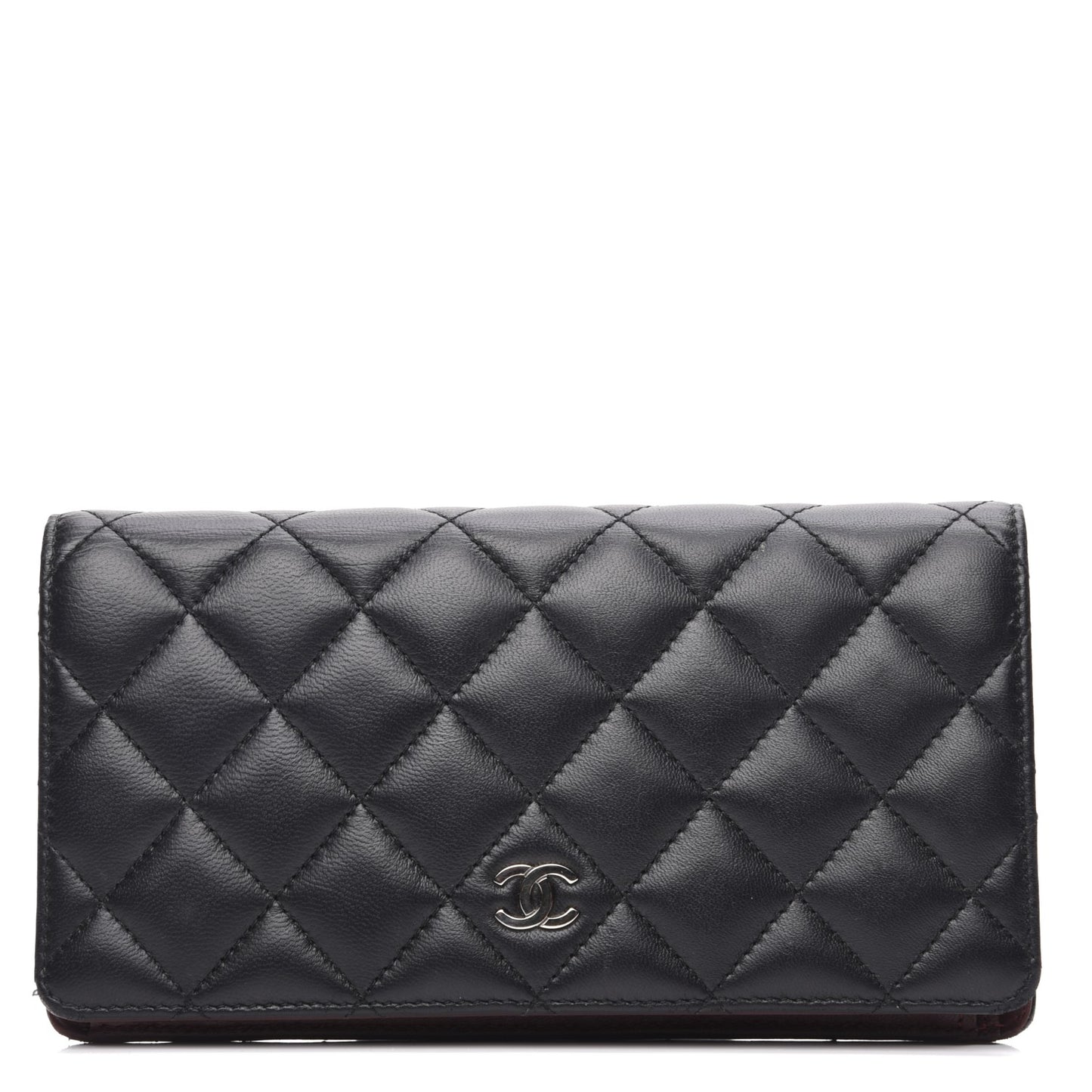 Lambskin Quilted Yen Wallet Black