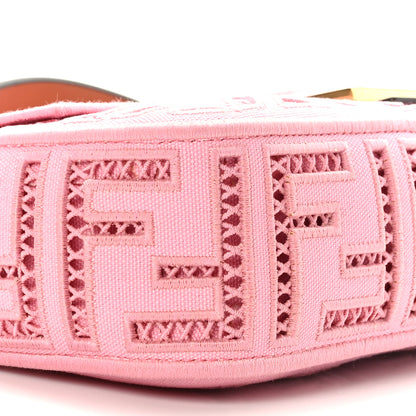Fendi Canvas Cuoio Agata FF Ajour Embroidered Baguette Ciclamino Cuoio 8 of 10