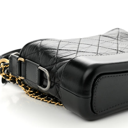 Chanel Aged Calfskin Quilted Small Gabrielle Logo Hobo Black 9 of 10