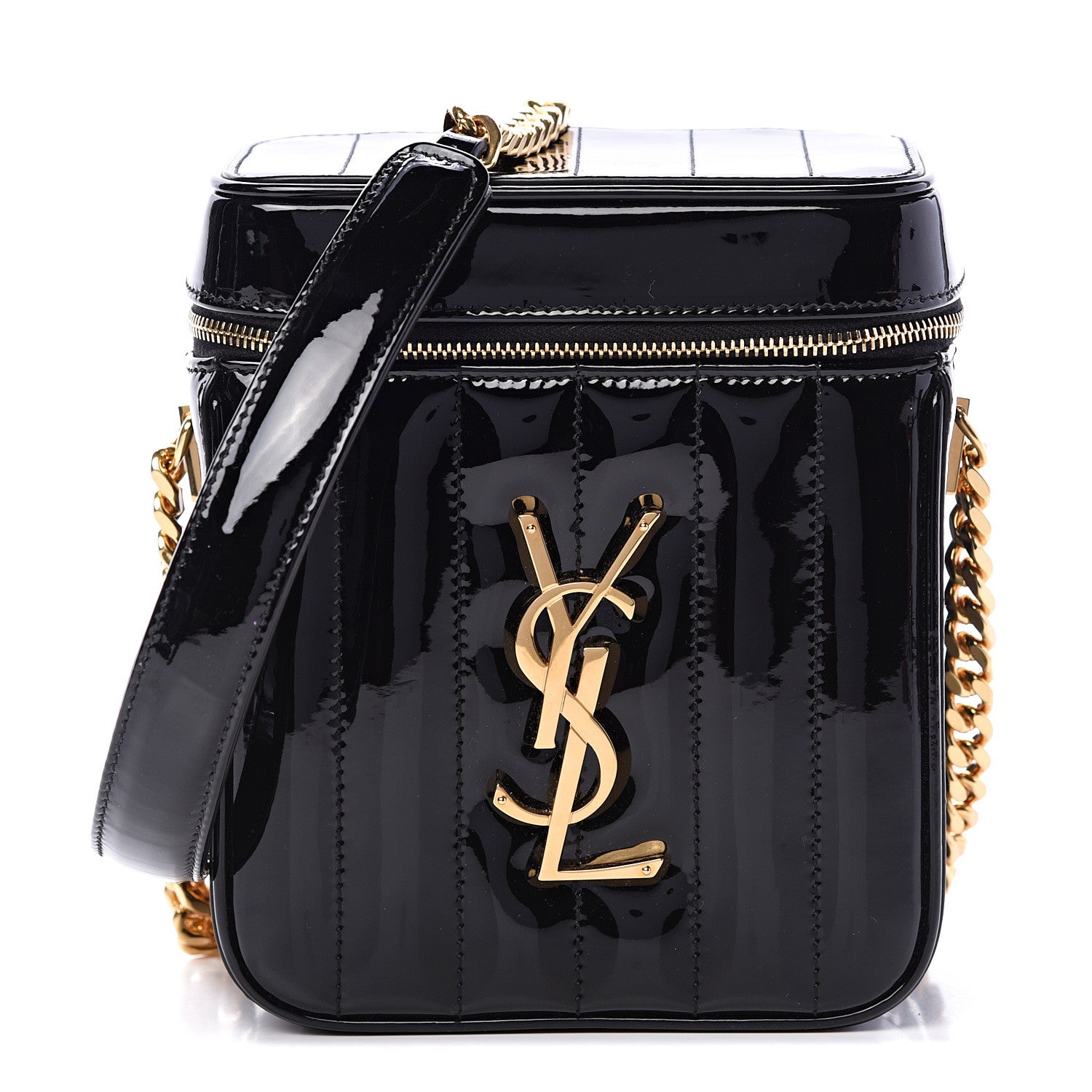 Saint Laurent Patent Matelasse Monogram Vicky Vanity Black 1 of 9
