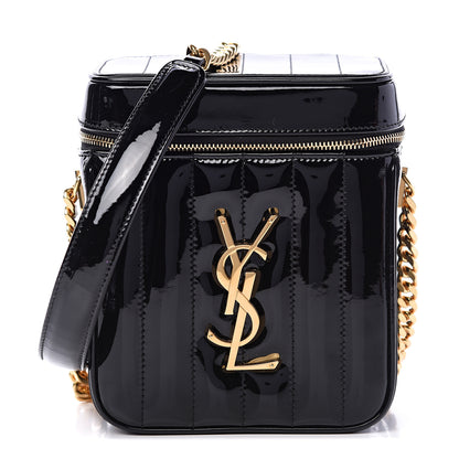 Saint Laurent Patent Matelasse Monogram Vicky Vanity Black 1 of 9