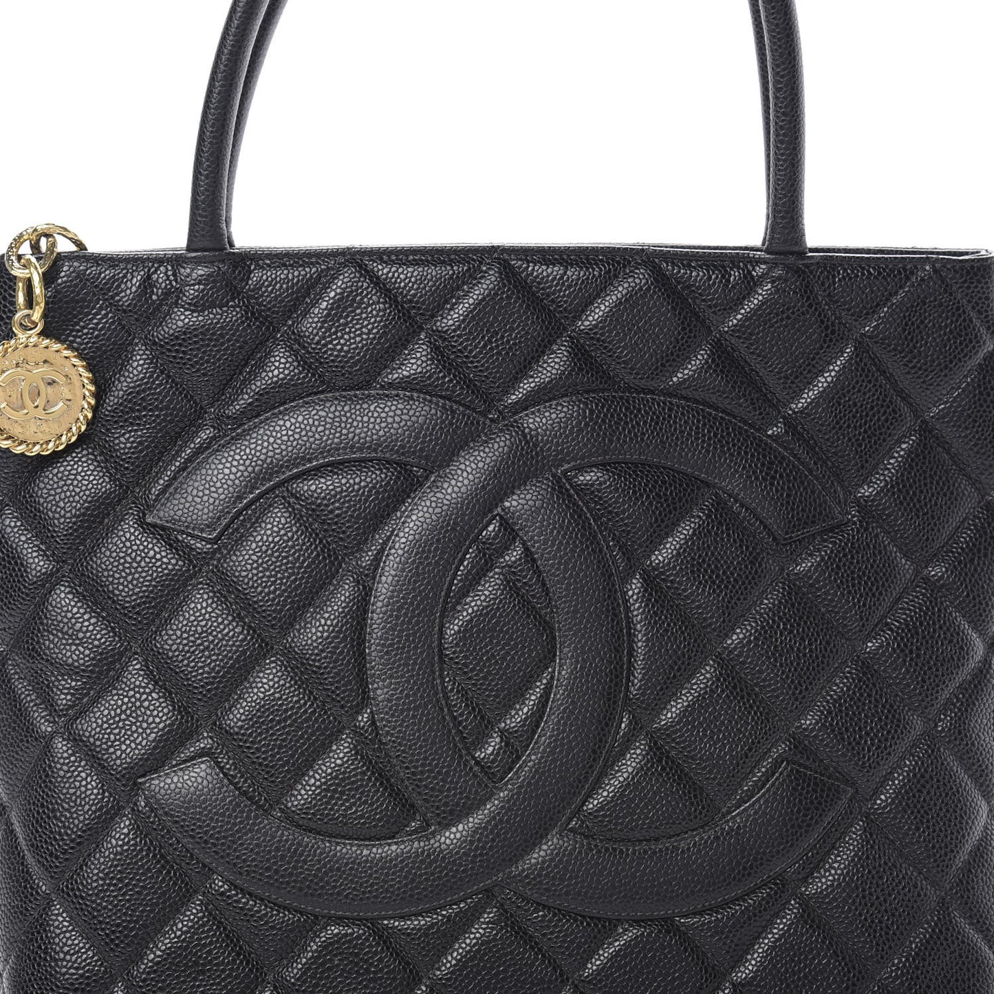 Caviar Quilted Medallion Tote Black
