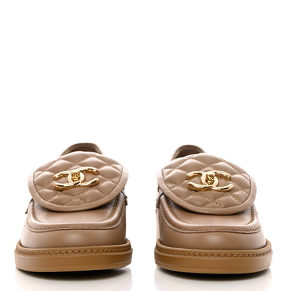 Chanel Lambskin Quilted CC Turnlock Loafers 36 Beige 2 of 11
