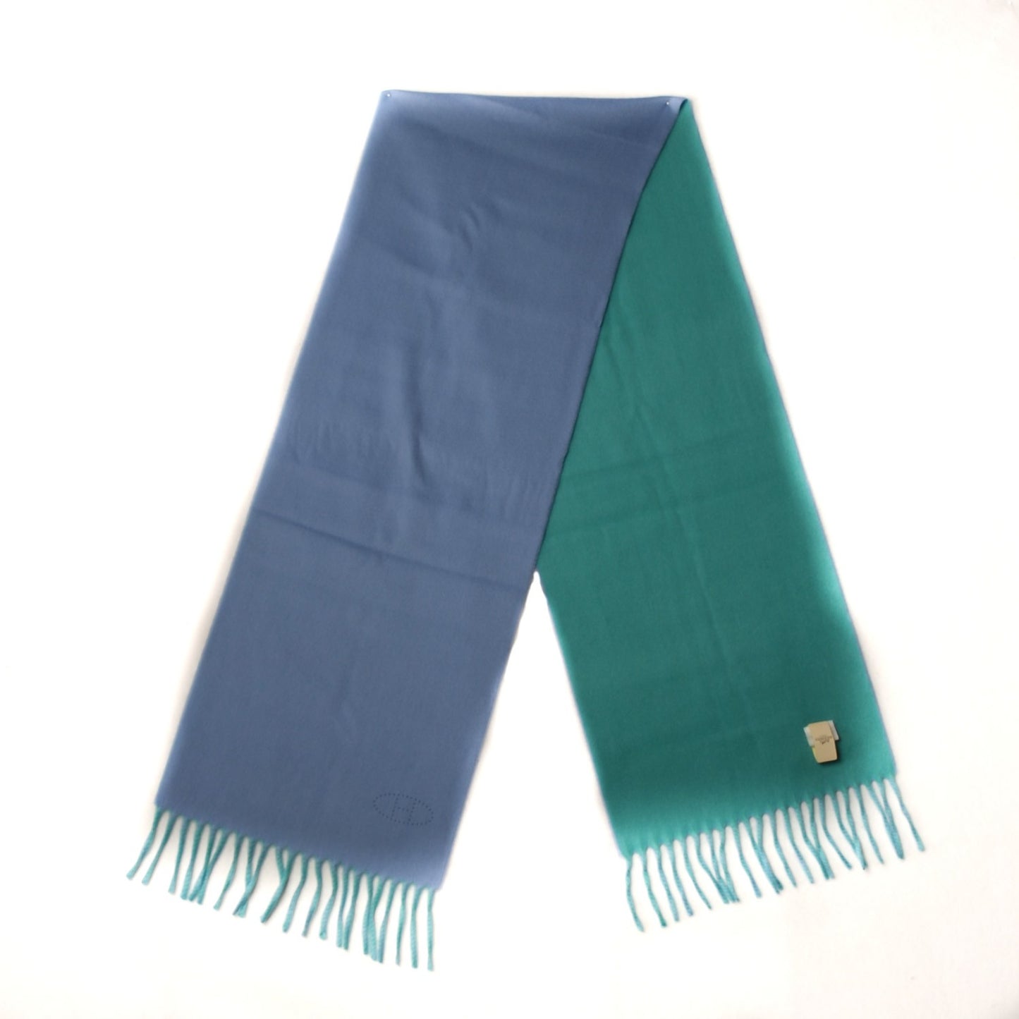 Cashmere Reversible Evelyne Scarf Bleu Ciel Vert Menthe