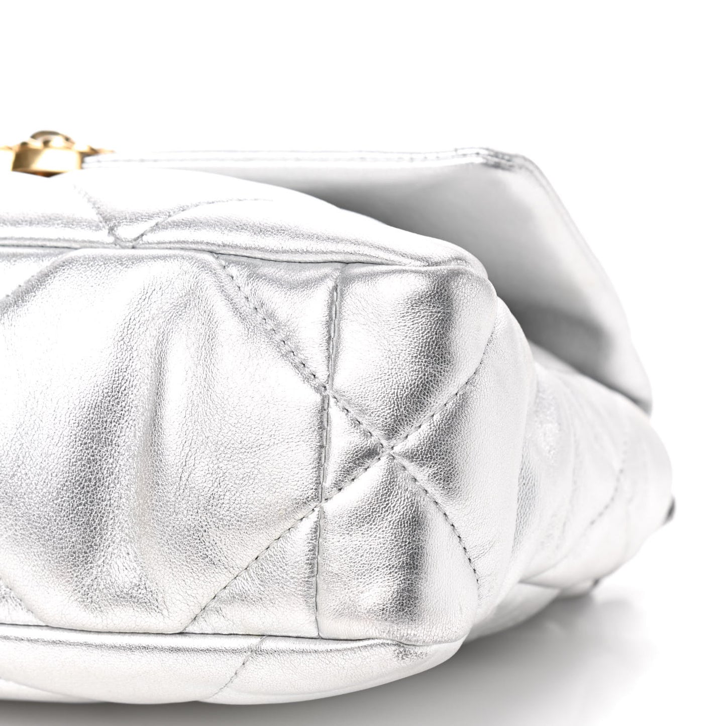 Metallic Lambskin Quilted Medium Chanel 19 Flap Silver