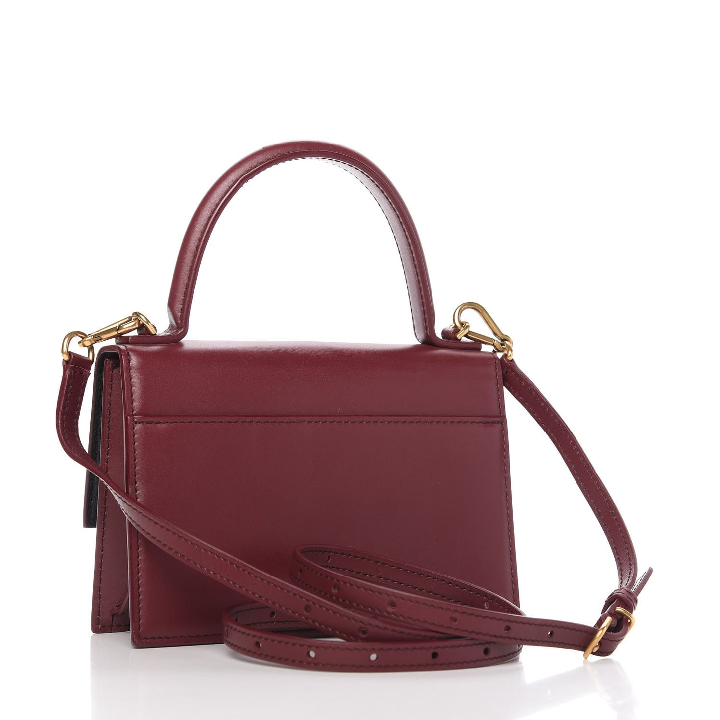 Box Calfskin XS Sharp Top Handle Bag Burgundy
