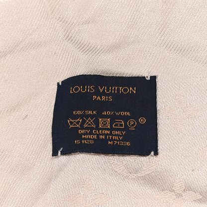 Louis Vuitton Silk Wool Monogram Shine Shawl Greige 3 of 11