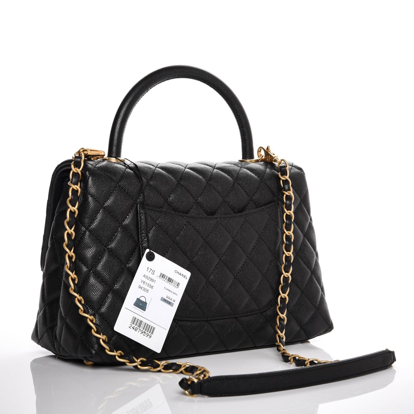 Caviar Quilted Small Coco Handle Flap Black