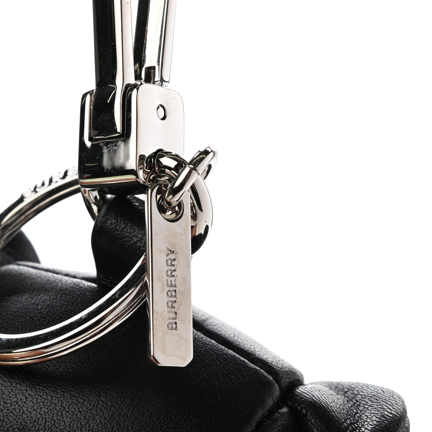 Grained Calfskin Vintage Check Thomas Trench Teddy Bear Keychain Charm Black