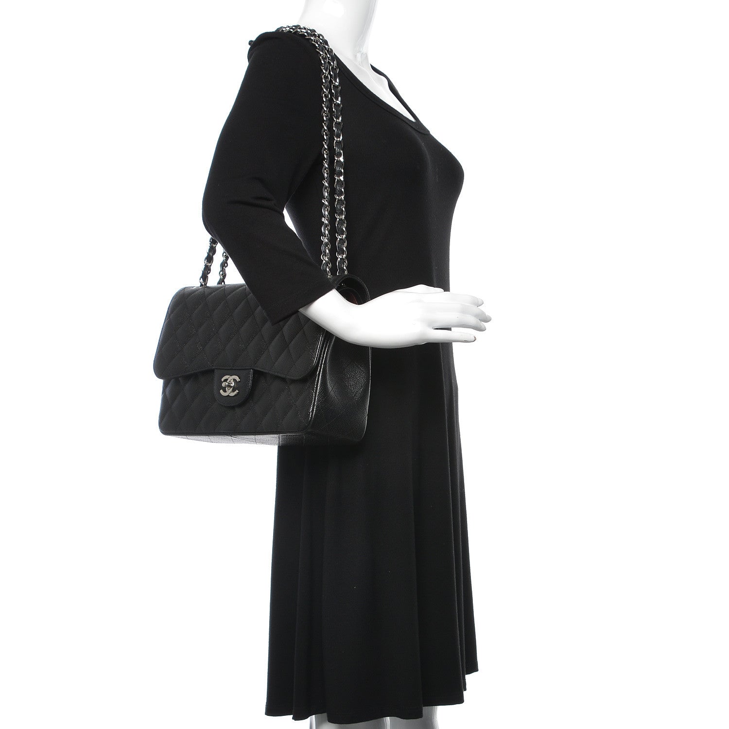 Chanel Caviar Quilted Jumbo Double Flap Black 2 of 10