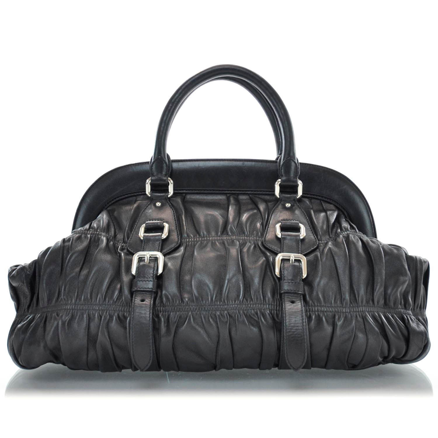 Prada Nappa Leather Gaufre Framed Bag Nero Black 1 of 9