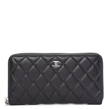 Chanel Lambskin Quilted Large Gusset Zip Around Wallet Black 1 of 10