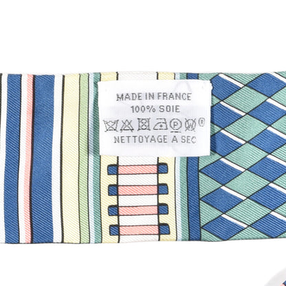 Hermes Silk Voltes Et Pirouettes Twilly Bleu Ciel Vert Jaune 3 of 3