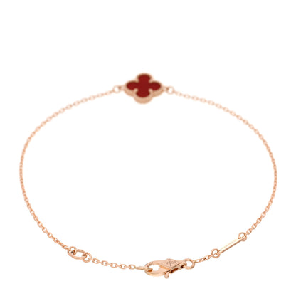 Van Cleef & Arpels 18K Rose Gold Carnelian Sweet Alhambra Bracelet 2 of 4