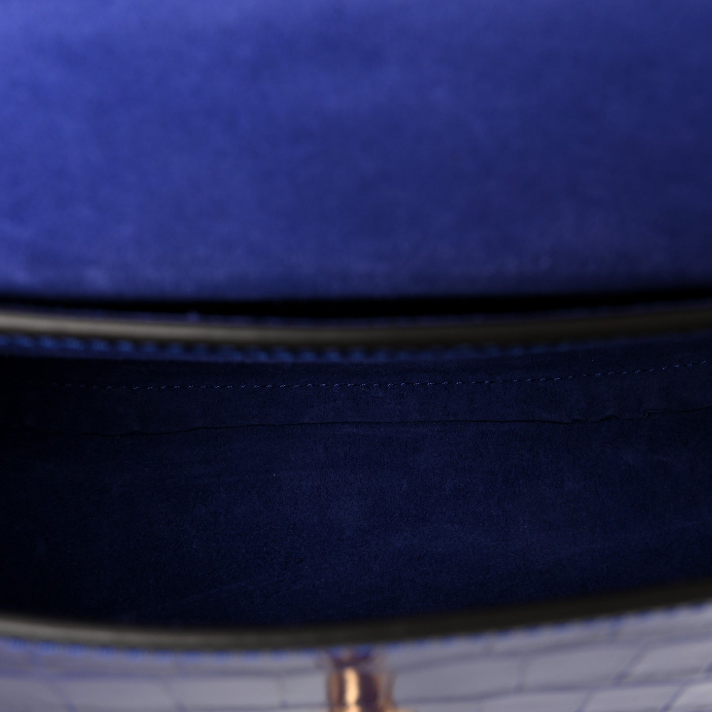 Calfskin Crocodile Embossed Small Amberley Satchel Cobalt Blue