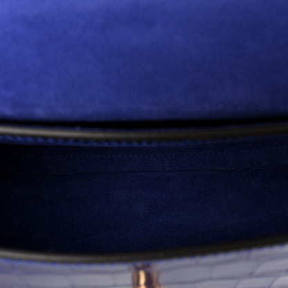 Mulberry Calfskin Crocodile Embossed Small Amberley Satchel Cobalt Blue 5 of 9