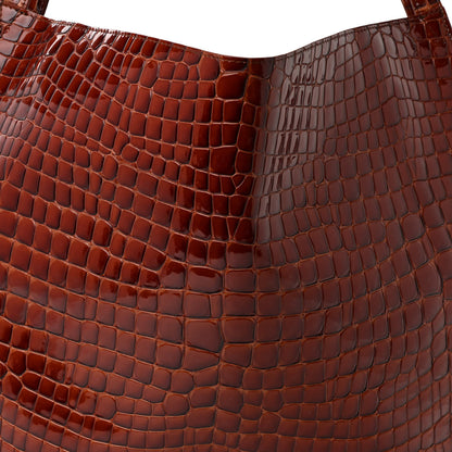 Christian Louboutin Patent Calfskin Crocodile Embossed Le 54 Tote Acajou 9 of 11