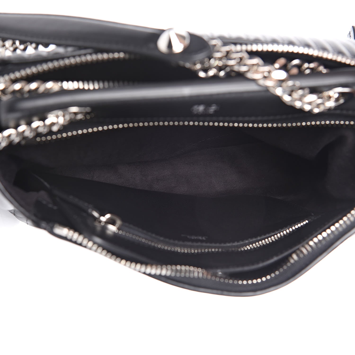 Fendi Shiny Nappa Trapuntata Small DotCom Click Chain Satchel Black 6 of 11