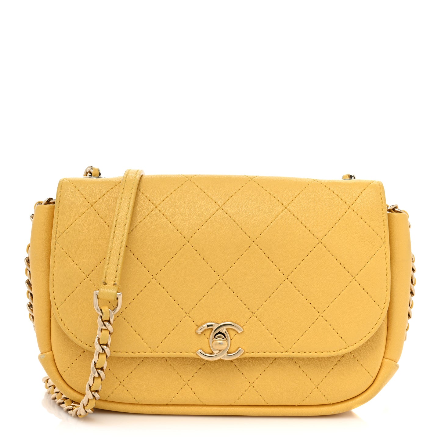 Goatskin Stitched Casual Trip Single Flap Yellow