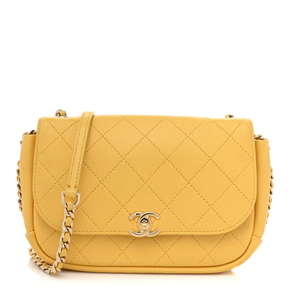 Chanel Goatskin Stitched Casual Trip Single Flap Yellow 1 of 18